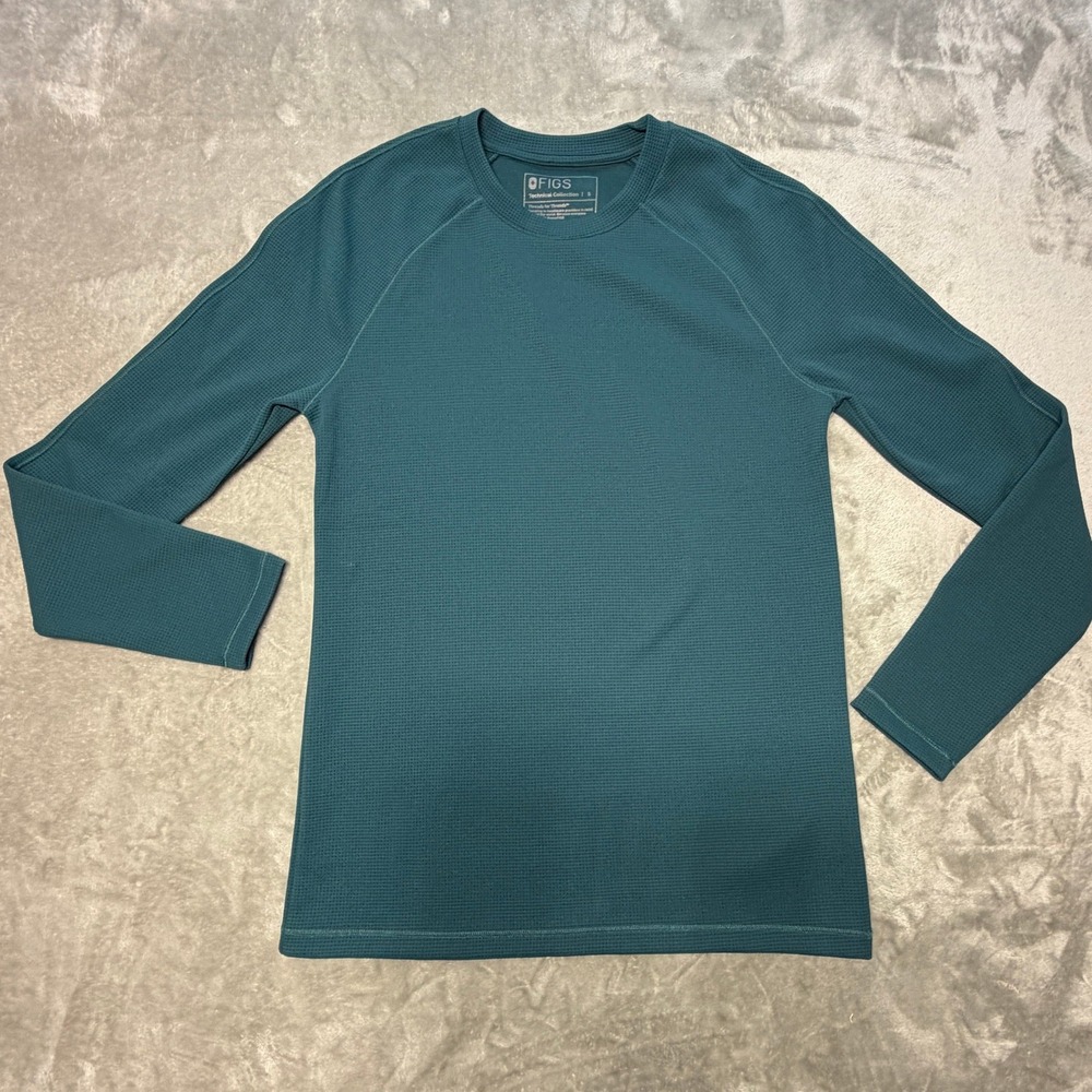 FIGS Technical Collection Women S Waffle Knit Underscrub Top Thermal Teal